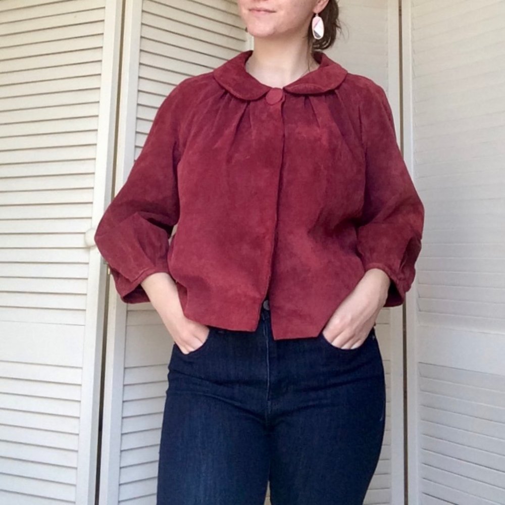 Maroon leather lightweight jacket